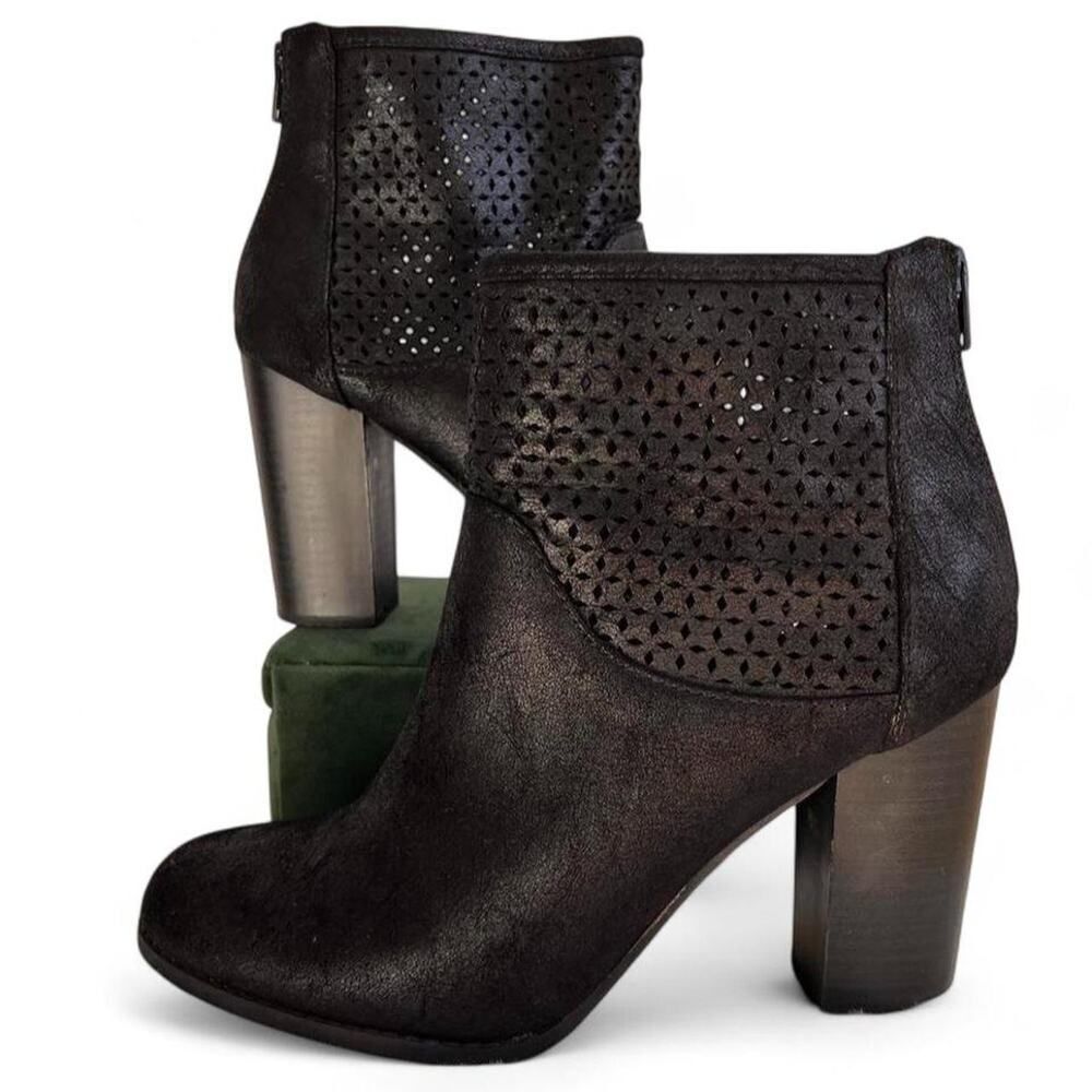 Black Ankle Boots Block Heel Women’s 10 - Picture 2 of 5